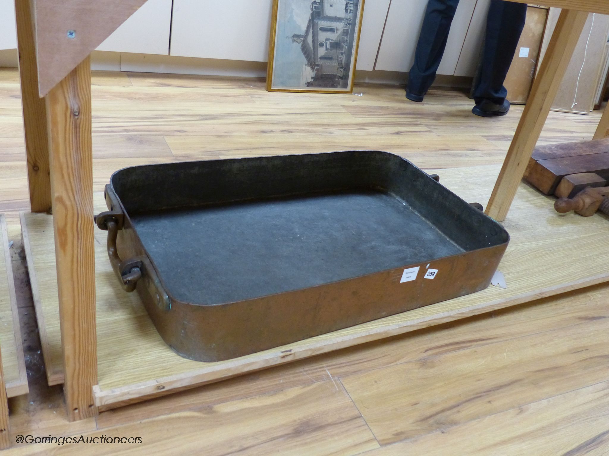A large copper bain-marie, from The Savoy Hotel Restaurant, dated 1927, length 90cm